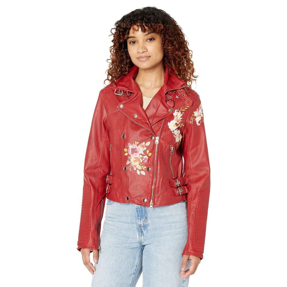 jakett NEW YORK Harley Floral Burnished Leather Red SM